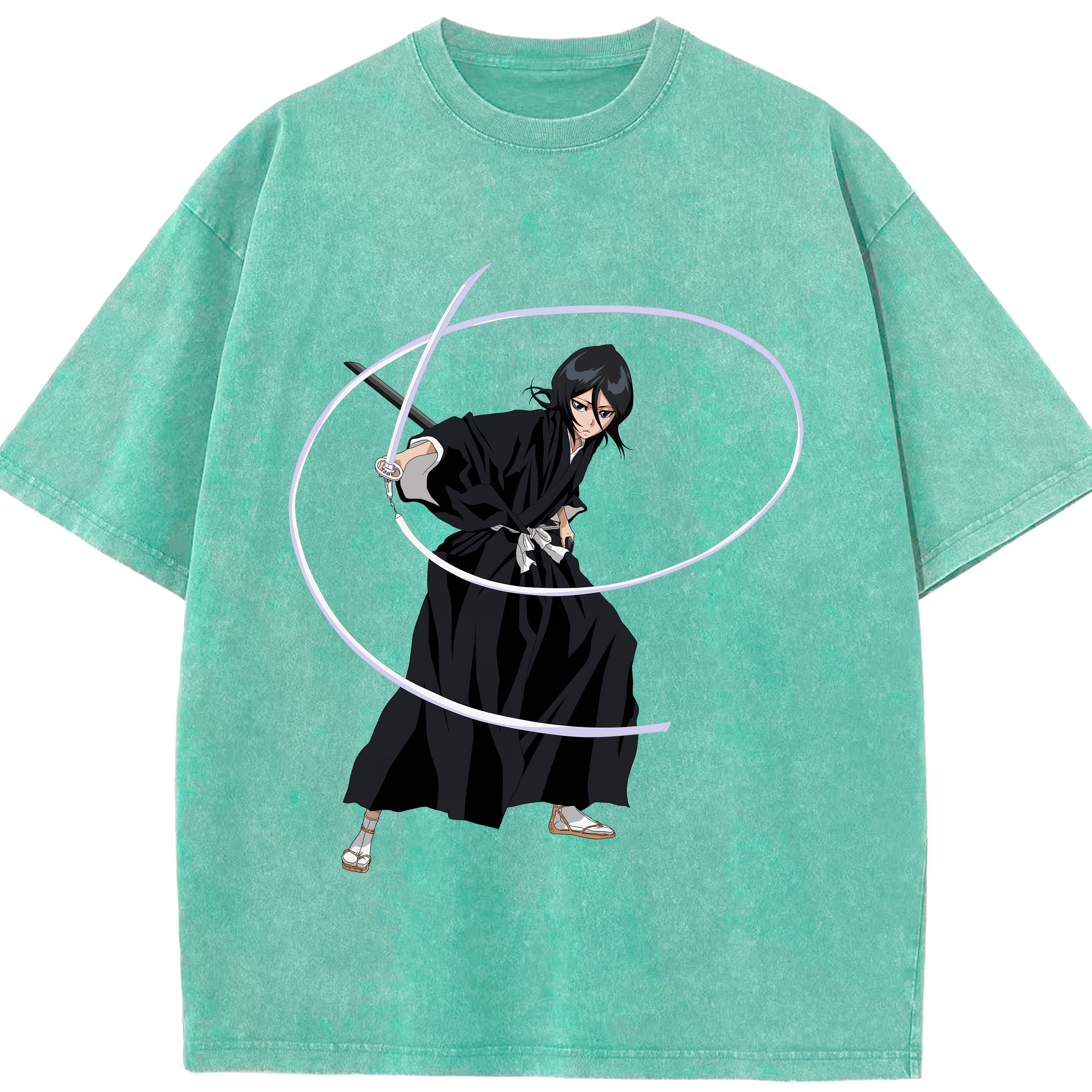 （画像用） ブリーチ 朽木ルキア BLEACH Kuchiki Rukia 綿100% ヴィンテージ風 半袖Tシャツ（フロントプリント）